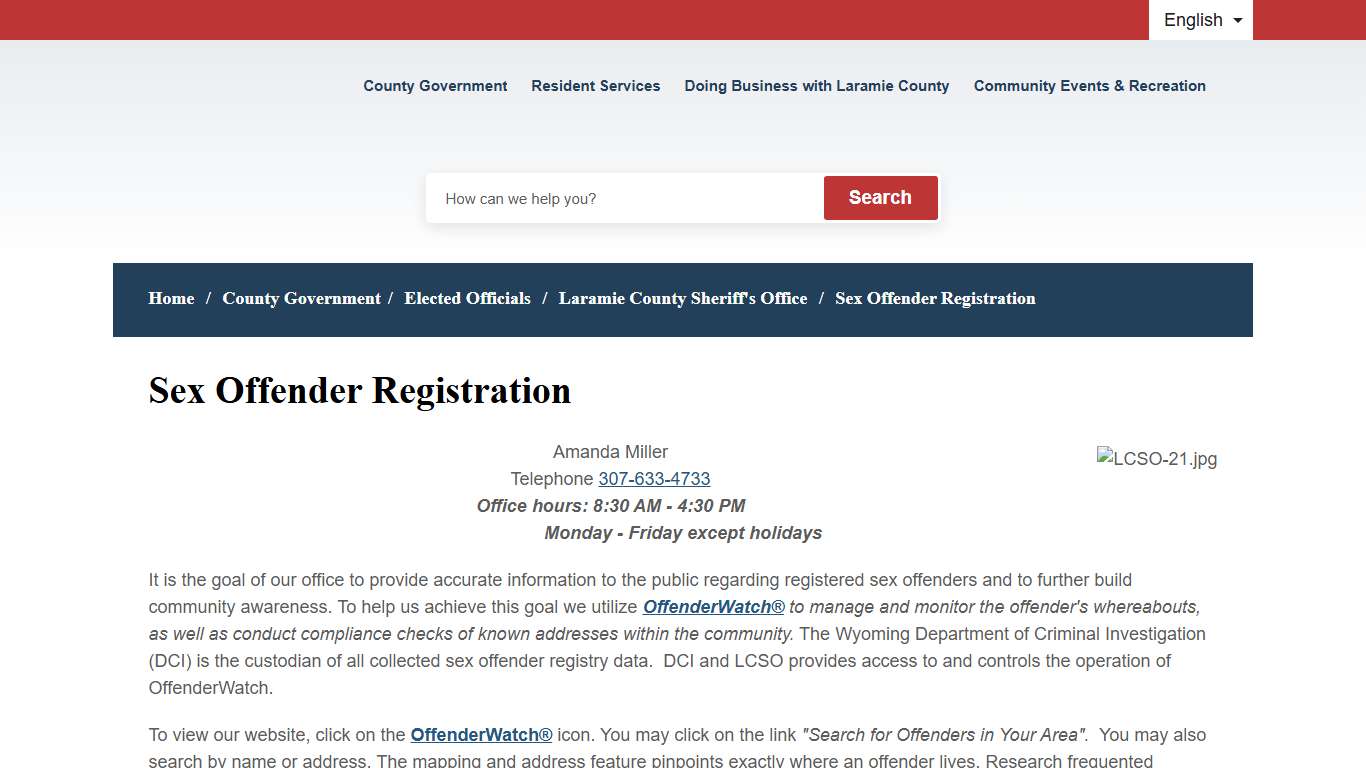 Sex Offender Registration - Laramie County, Wyoming