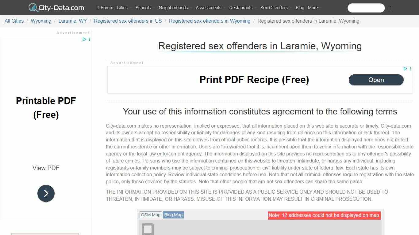 Registered sex offenders in Laramie, Wyoming - crimes listed, registry-based, living in this city